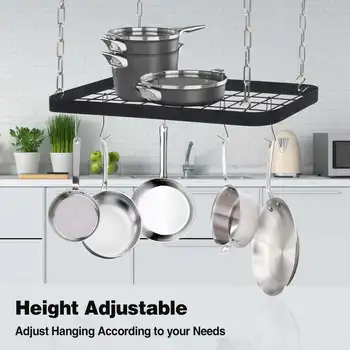 주방 교수형 냄비 팬 랙 홀더 조리기구 스토리지 선반 걸이 후크 주방 스토리지 랙 식기 주최자 10KG 22lbs
