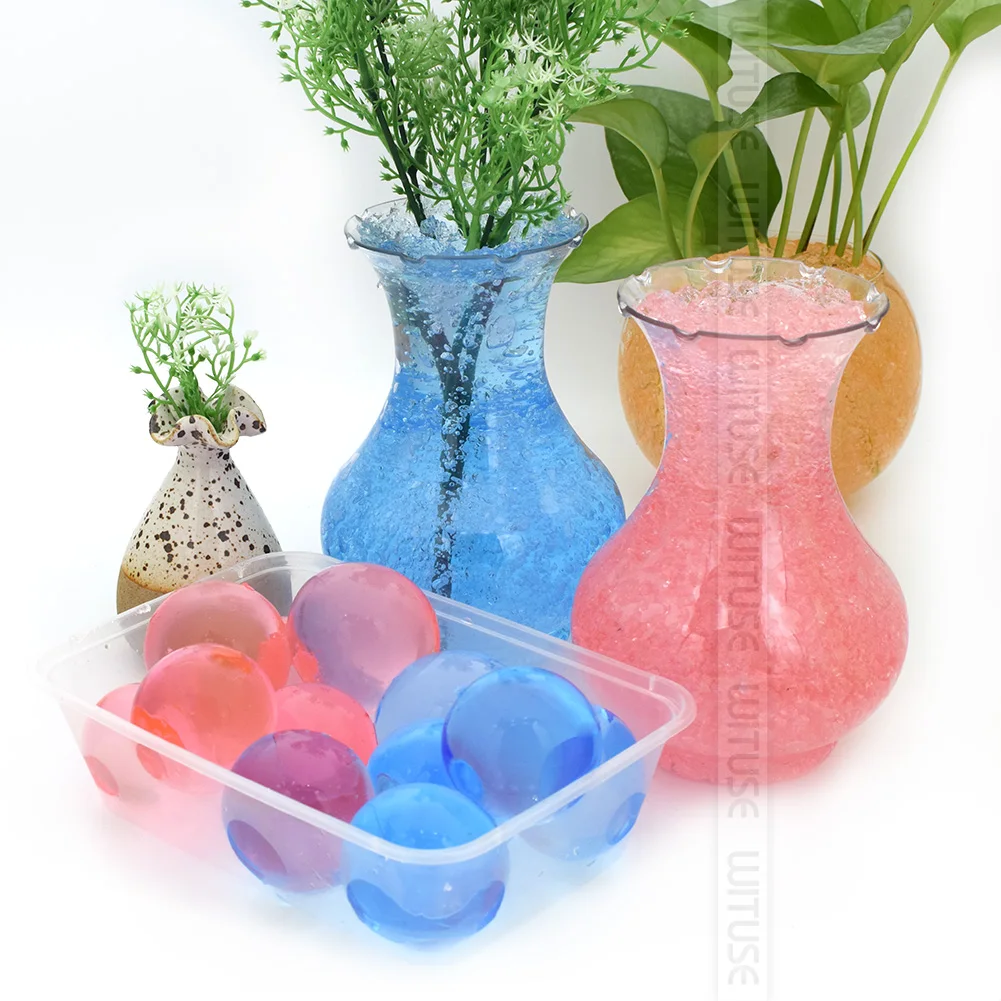 

WITUSE 3-4cm Crystal Soil Mud Grow Ball Wedding Growing Bulbs Home Decor 100pcs/lot Large Hydrogel Pearl Shaped Big Water Beads