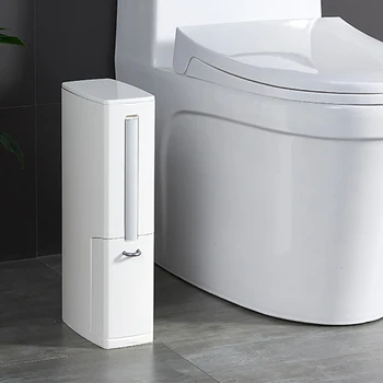 

Plastic Trash Can Set With Toilet Brush Bathroom Waste Bin Dustbin Trash Cans Garbage Bucket Garbage Bag Dispenser Hot Sale