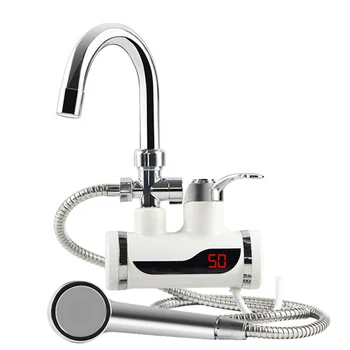 

Water Heater Tap 23cm Outlet Rotated Brass Body Bathroom Shower Faucet Single Handle Options Bathtub Faucet Bath Water Mixer