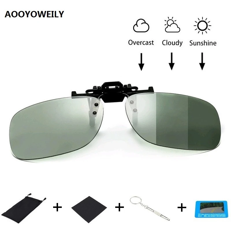 

Photochromic Polarized Clip On Sunglasses Lens Men Women Day Night Vision Lens Anti-UVA Anti-UVB Driving Sun glasses Clip UV400