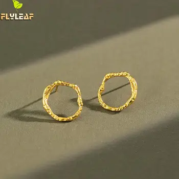 

925 Sterling Silver Irregular Stud Earrings For Women 18k Gold INS Simple Lady Student Handmade Fine Jewelry Flyleaf