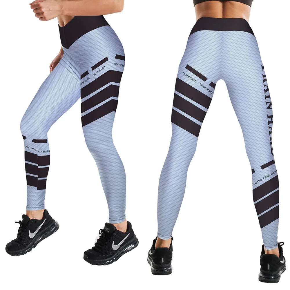 Push Up Elastic High Waist Printed Leggings Women Feather Letters Cross Waist Leggings For Weight Loss Tummy Control