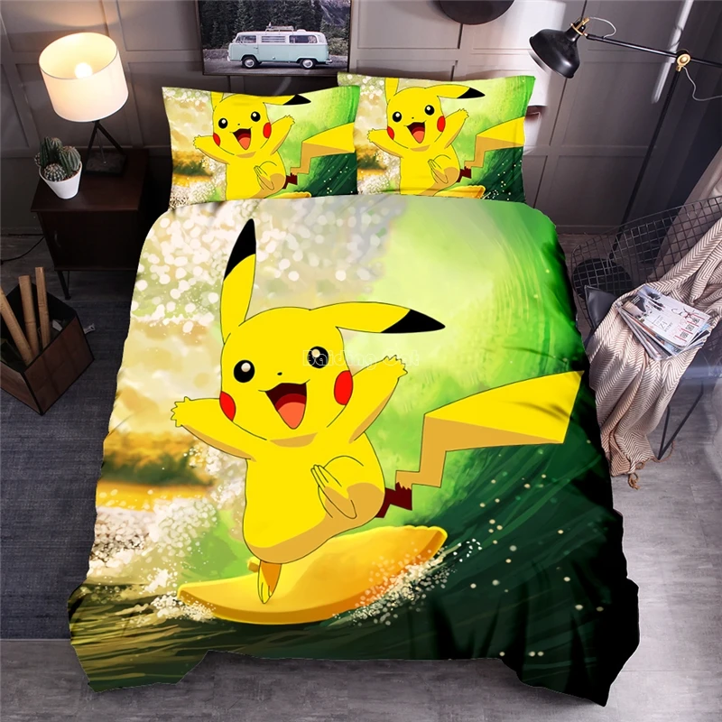 Cute Pokemon Children Bedding Set Bed Linen Cartoon Pikachu Duvet