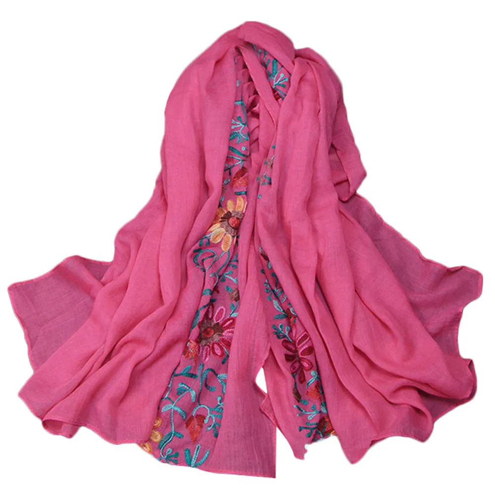 Fashion Warm Large Shawls Scarf For Ladies Women Fashion Cotton Pearl Oversized Embroidery Shawl Headband Pashmina#O21 - Цвет: B