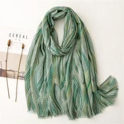 Spain Fashion Autumn lady Viscose Scarf Paisley Geometric Line Hijab Shawls and Wraps Female Foulards Echarpe Muslim 180*90Cm
