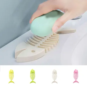 

Hot Silicone Soap Box Fish Bone Shape Holder Creative fish Box Household Storage Soap Box Dish Soap Shelf for Bathroom Wholesale