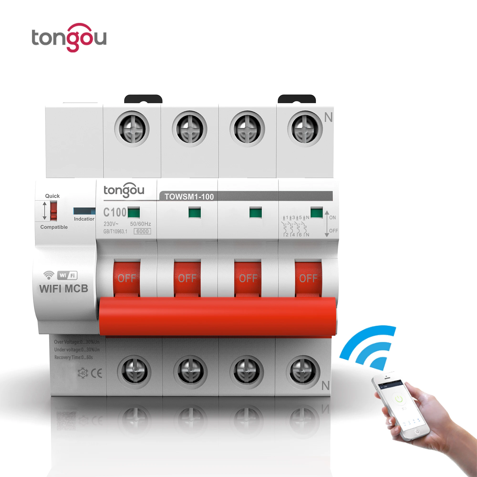 4p Wifi Circuit Breaker Timer Remote Control With Overload And