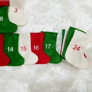 

24 Days Countdown Advent Calendar Garland Stockings Non-Woven Christmas Stockings Advent Calendars For Holiday Party Christmas