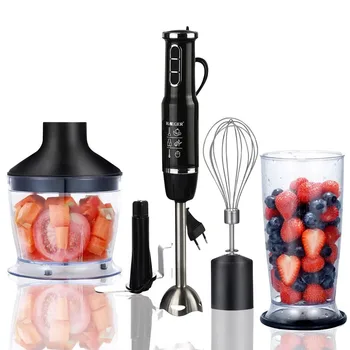 

Multifunction 4-in-1 Immersion Hand Stick Stainless Steel Food Blender Mixer Vegetable Meat Grinder Chopper Whisk Smoothie Cup