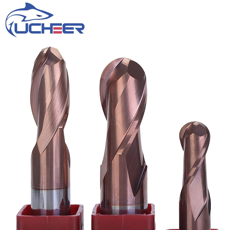

UCHEER 1pc Shank 4/6mm 2 Flute Ball Nose Alloy Coating End Mill HRC50 Tungsten Steel Milling Cutter CNC Tools
