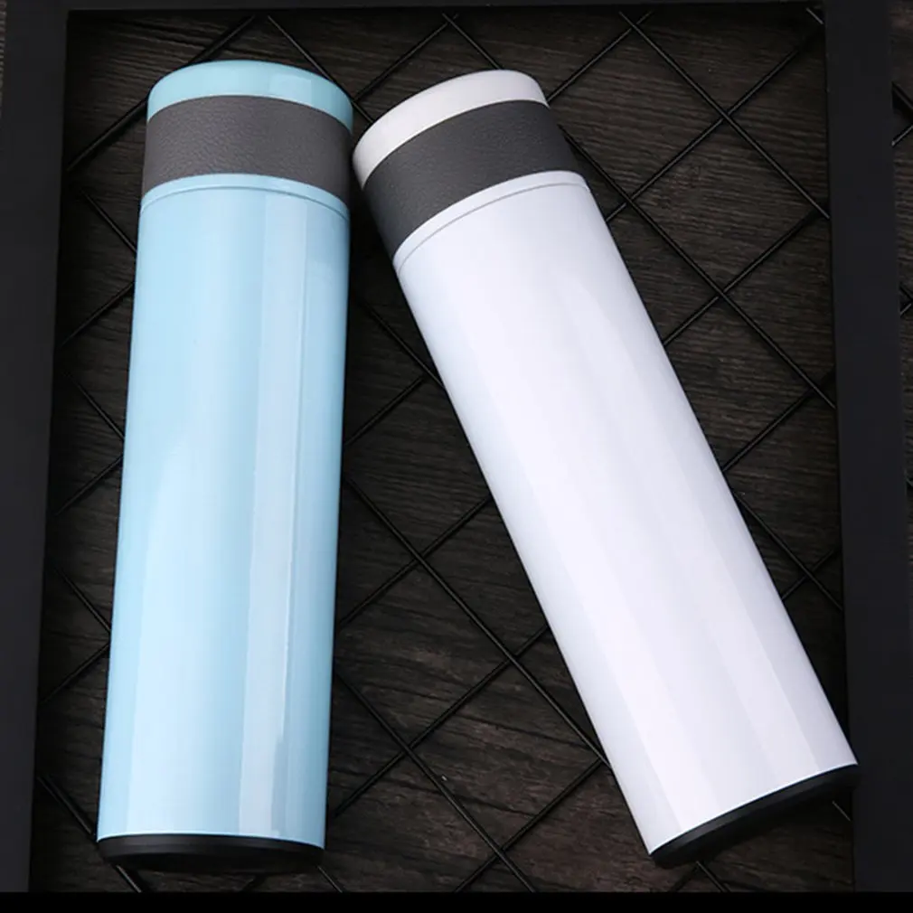 500ML high-grade business stainless steel vacuum flask straight cup blue