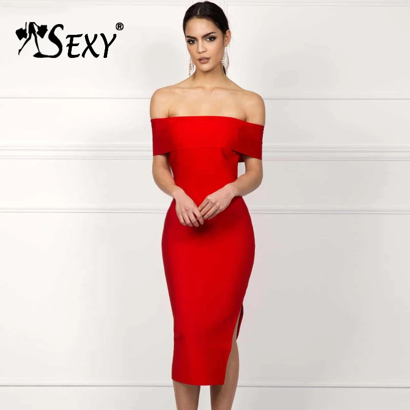 Gosexy Новое Женское платье с открытыми плечами, Бандажное платье с разрезом, модное для женщин, вечерние Клубные платья с разрезом в виде хвоста