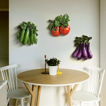 

Modern Resin Vegetables Fruit Wall Hanging Pendants Wall Decoration Kitchen Restaurant Sofa Background 3D Wall Mural Ornaments
