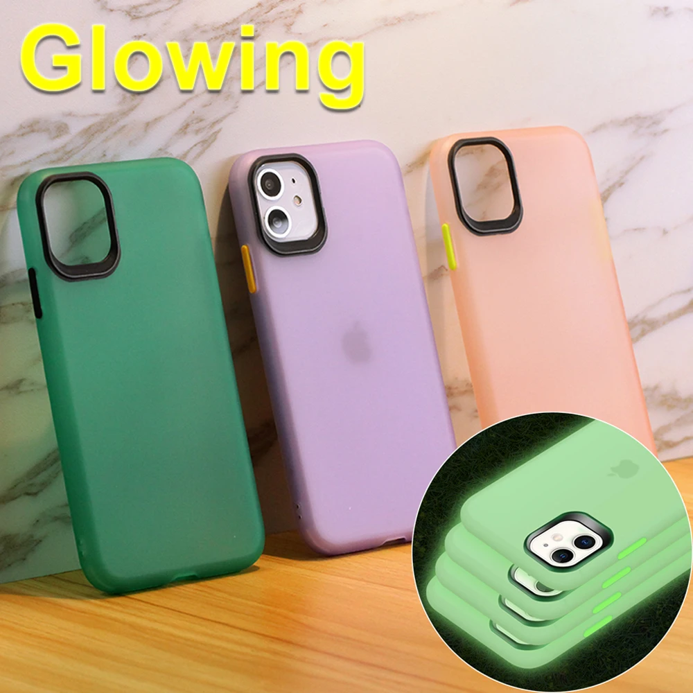 For iPhone 11 Pro Max Xs 7 8 Plus Luminous Glowing Matte Soft Clear Case Mobile Phone Cover |