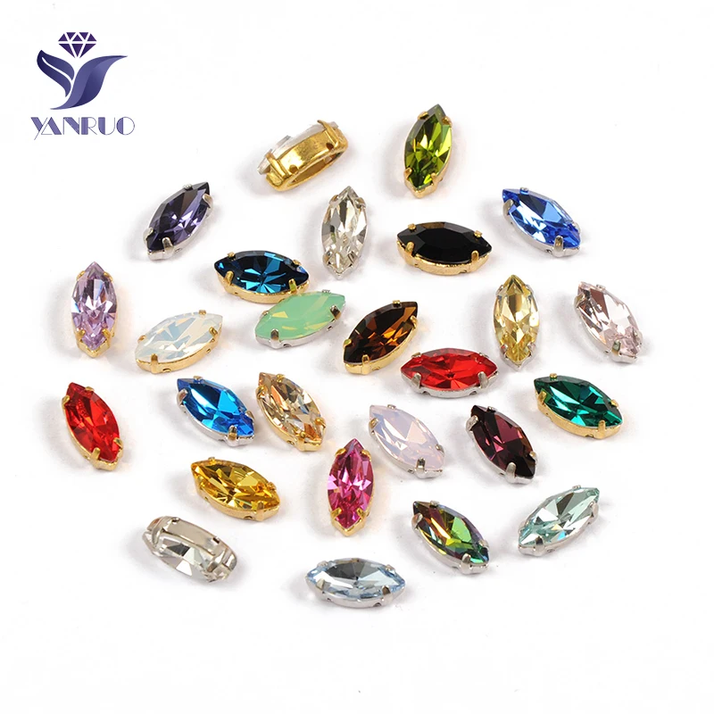 

YANRUO 4200 Navette Fancy Stones Setting K9 Horse Eyes Rhinestones Pointed Back Strass Crystal Gems Everything For Sewing