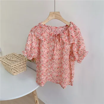 

2020 New Style Baby Girls Floral Blouse Chiffon Summer Short Sleeve Kids Girls Shirts 2-7 Years