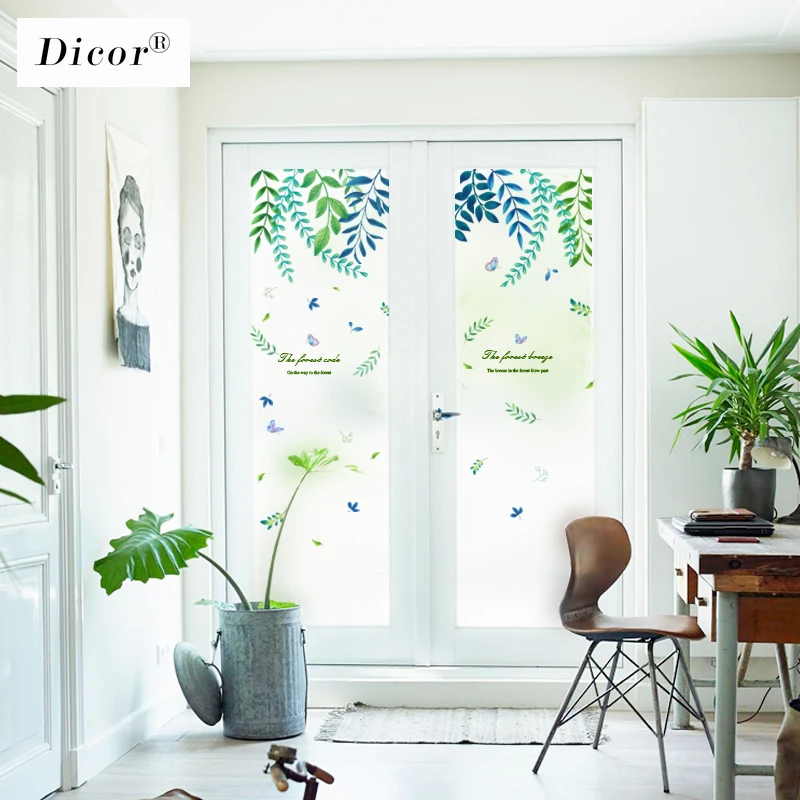 Бабочки листья Dicor Мода наклейки на окна в декоративной пленке для гостиной ВИНИЛ матовый Непрозрачный без клея статического цепления