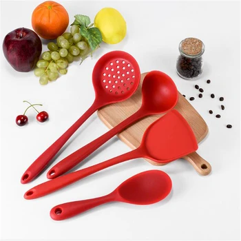 

4Pcs/set Silicone Kitchen Tools Cooking Spoon Spatula Scoop Rice Spoon Set Cooking Tools New Kitchen Accessories keukenhulpjes