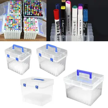 

Transparent Marker Pens Storage Box Container Art Craft Tray Office Desk Organizor Home School Students Study Supply