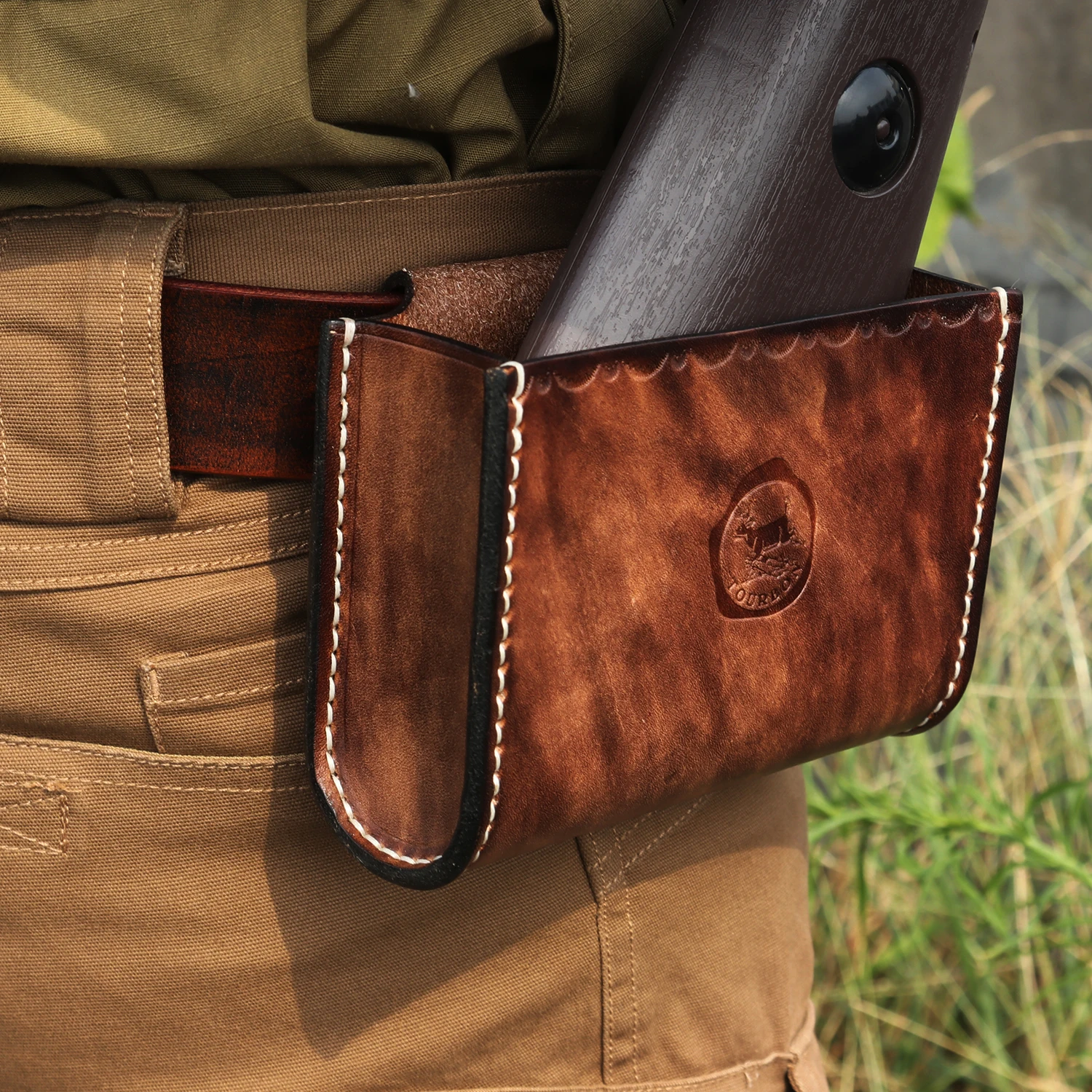 Tourbon Tactical Genuine Leather Hunting Gun Buttstock Shotgun Hip