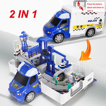 

Hot Railway Racing Tracks Electric Car Toys Parking Lot with Light Music Assemble Container Truck Track Toys for Boys Gift