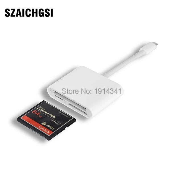 

100pcs Type-C CF TF SD Card Reader Digital Camera Kit Compatible Needn't APP All In 1 OTG USB-C Adapter For Xiaomi Macbook Pro