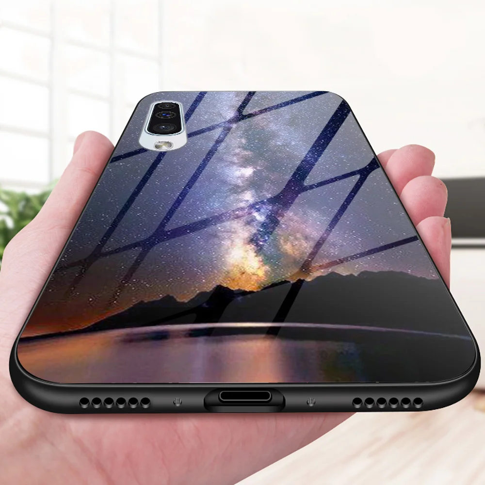 Чехол для Samsung Galaxy A8 A6 Plus A7 2018 Чехлы звездное пространство закаленное стекло чехол