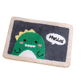 

Cartoon Indoor Entrance Doormat Flocking Cute Dinosaur Absorbent Foot Door Mats Kitchen Bathroom Carpet Green