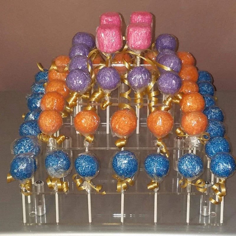 DIY Clear Acrylic 2-Tier 56 Holed Cake Lollipop Holder Display Stand Buffet Set | Дом и сад