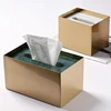 Brass Marble Metal Tissue Box For Hotel Coffee Shop Homestay Decoration Container Accessories Simple Paper Storage Box ZH267 3