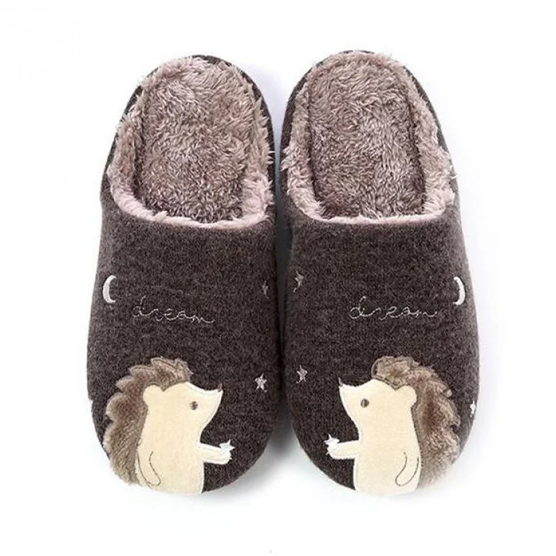 

2019 New Hedgehog Home Slippers Women Shoes Couples Cute Pulsh Chinelo Slippers Fluffyr Pantufa Sapatos Mulher