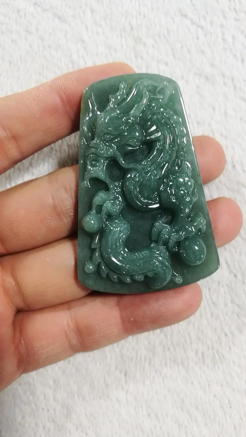 

100% Genuine Myanmar green jade pendant Hand Carving Emerald handmade men dragon jadeite jade necklace jade jewelry certificate