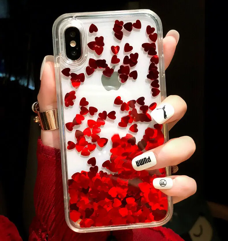 Модный Блестящий чехол для телефона с сердечками iPhone 11 Pro XS MAX 7 8 6 S Plus блестящий