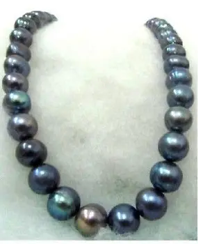 

HUGE 12-13mm black TAHITIAN pearl necklace 18inch 14K SOLID GOLD MARKED r