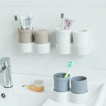 

Toothbrush Box Set No Trace Wall Hanging Wash Set Tooth Cup Set Bathroom Wall Hanging Wash Cup Set Travel Toothbrush Box Set