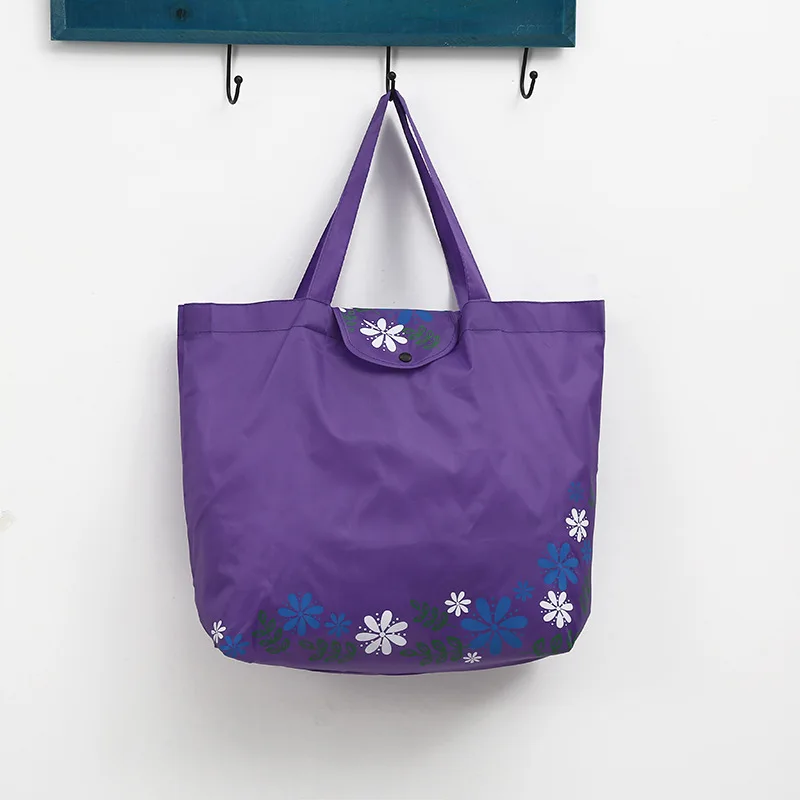 Reusable Foldable Shopping Bags Flower Print Eco Totes Grocery Bag Women Oxford Fabric Shoulder Bags
