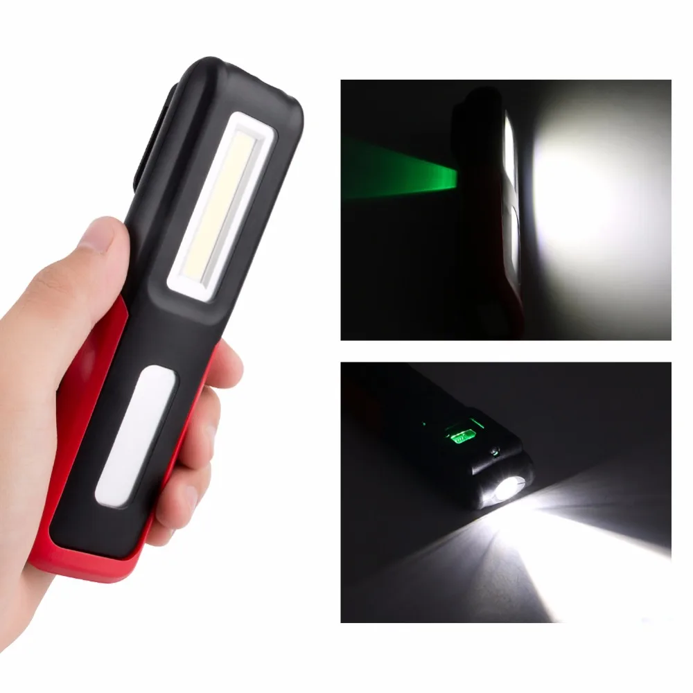 LED Flashlight Torch Outdoor Handy COB LED+XPELamp Portable Rechargeable Work Camping Light Energy Saving Lamp With Magnet Hook