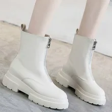 Новая осенне-зимняя обувь популярные кожаные короткие сапоги-трубы модная трендовая обувь для прогулок удобные мягкие теплые женские сапоги I1-01