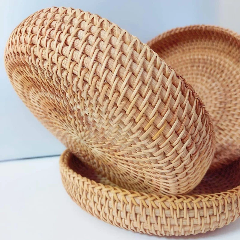 Ручная коробка для хранения фруктов корзина из ротанга плетеная лоза держатель
