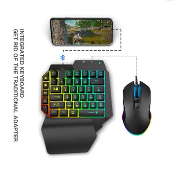

Mobile Phone Tablet Bluetooth 4.2 Wireless Keyboard Mouse Converter Mini Single-Handed Gaming Keyboard Kit for PUBG Games