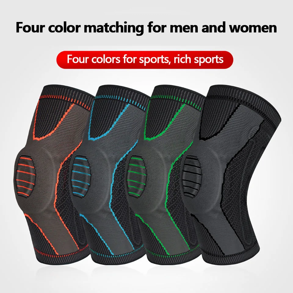 1Pcs S-2XL Large Size Runing Hiking Nylon Silicon Padded Knee Pads Support Brace Patella Protector Kneepad For Fat Person 3