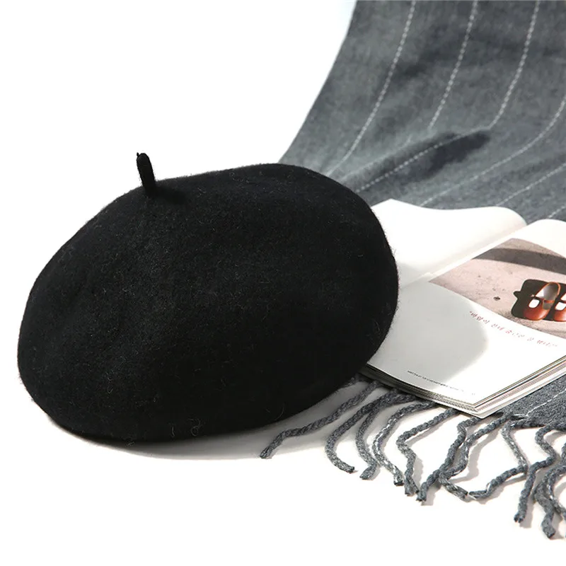 

PiercingJ Fashion Women Three Colors Beret French Style Beret Hat Wool Warm Hat in Black Wire Red Khaki