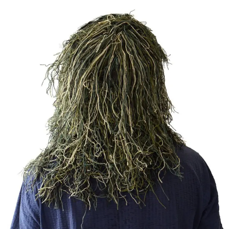 Охотничья маска на все лицо Тип Травы Ghillie капюшон Камуфляж дышащий Регулируемый легкий вуаль капюшон крышка с обертыванием веревка