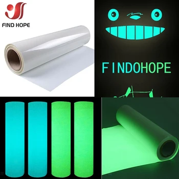 

Luminous Heat Transfer Press Vinyl Iron On Glow in the Dark T-Shirt HTV Garment Crafts Film Art Bags Printing DIY 20*50CM