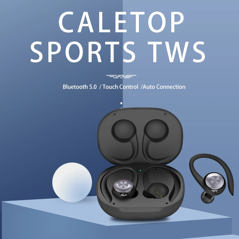 CALETOP TWS Bluetooth 5.0 Earphone Sports Wireless Earphones Ear Hook Noise Reduction Headphones Stereo Sound Headset with MIC