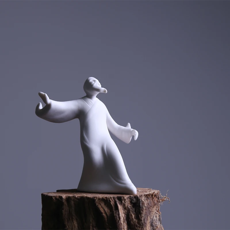 PINNY White Porcelain Kung Fu Characters Zen Statues Chinese Tai Ji Decorative Statues For Home Zen Creative Ornaments 2