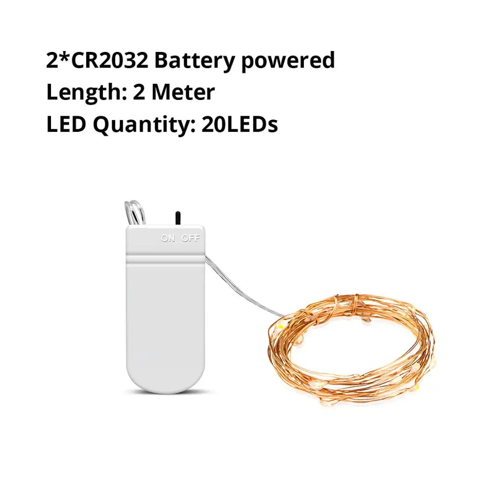 CR2025 Battery 2M Год рождественские украшения для дома 2 м/5 м/10 м гирлянда, Волшебная Гирлянда Свет для рождественские украшения для рождественской елки Декор - Цвет: CR2025 Battery 2M