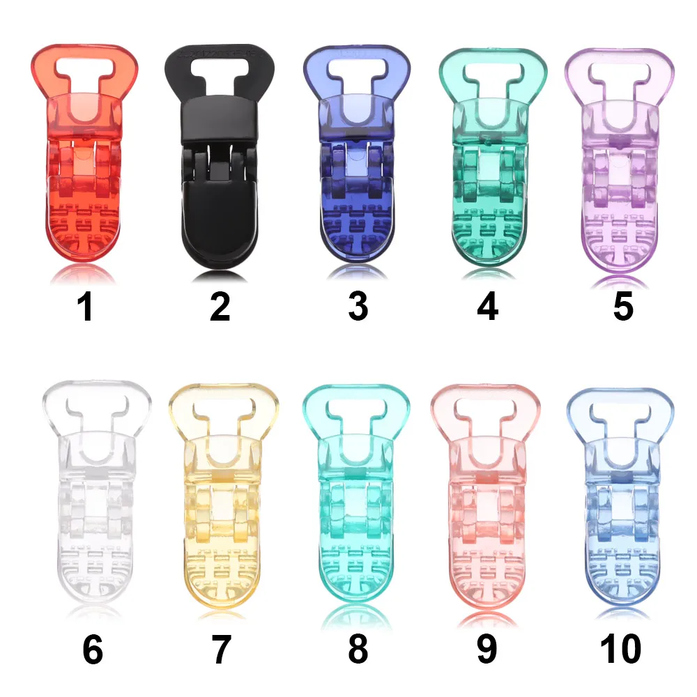 10PCS Plastic Transparent Pacifier Chain Clips 10mm Baby Soother Holder Badges Crafts Buckles Hearing Aid Accessories plastic clips baby pacifier clips