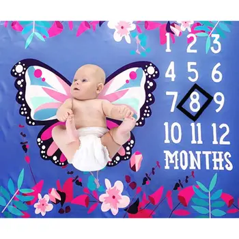 

Baby Monthly Milestone Blanket Butterfly Photography Backdrop Cloth Newborns Photo Drops Blanket for Infants Boys Girls